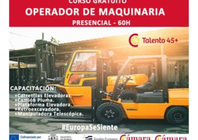 Curso de operador de maquinaria gratis si tienen más de 45 años